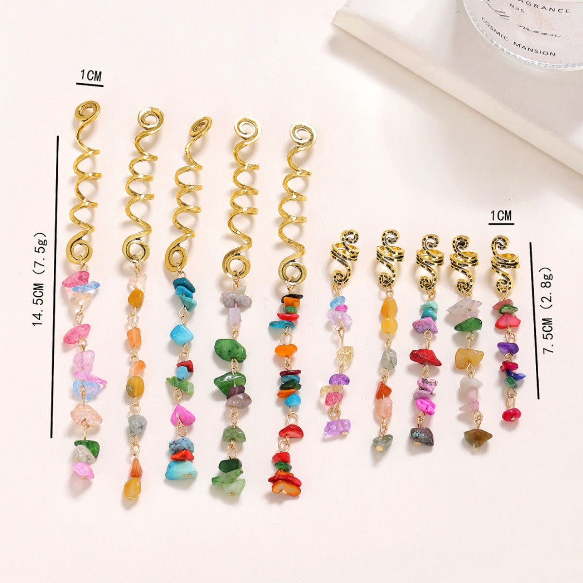 Braided Hair Rope with Stone Pendant Hair Clip