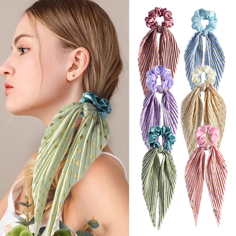 Handmade Creased Bow Hair Tie