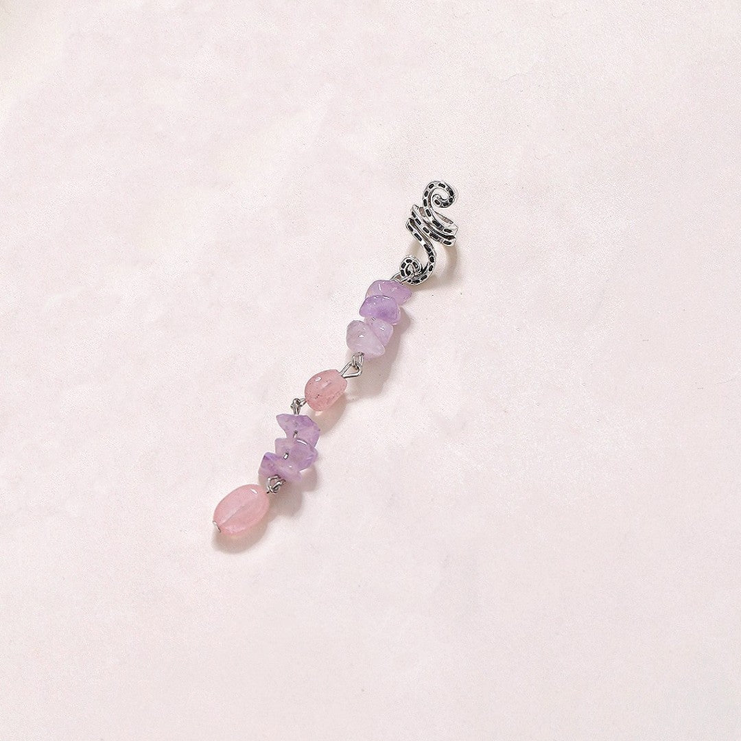 Braided Hair Rope with Stone Pendant Hair Clip