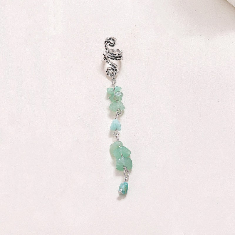 Braided Hair Rope with Stone Pendant Hair Clip