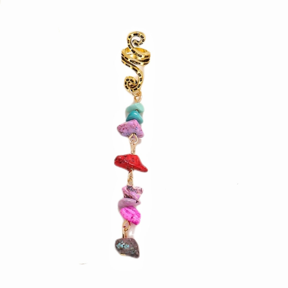 Braided Hair Rope with Stone Pendant Hair Clip