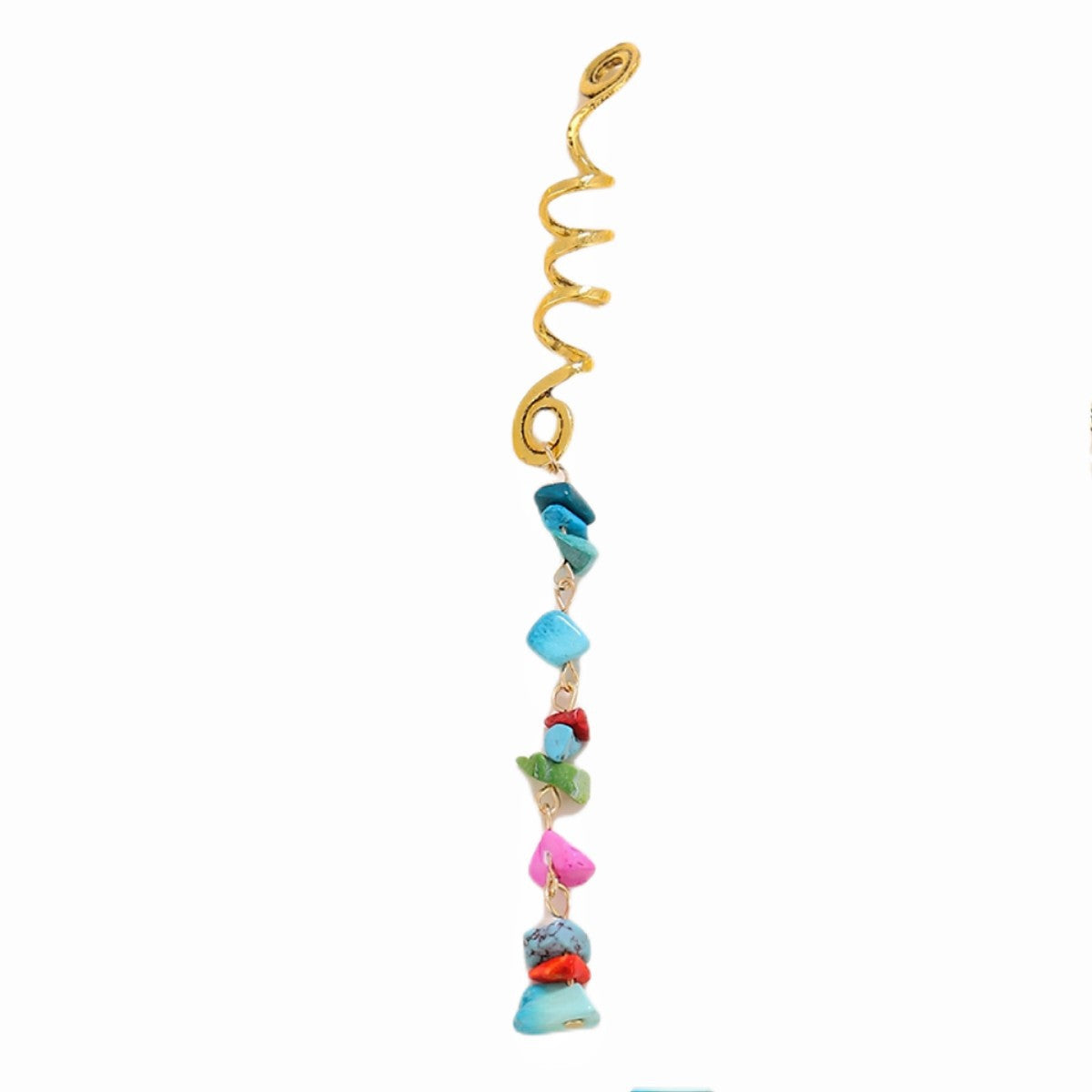 Braided Hair Rope with Stone Pendant Hair Clip