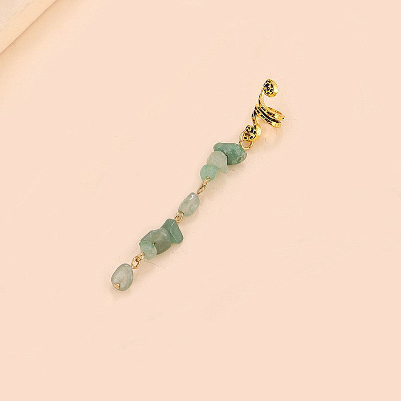 Braided Hair Rope with Stone Pendant Hair Clip