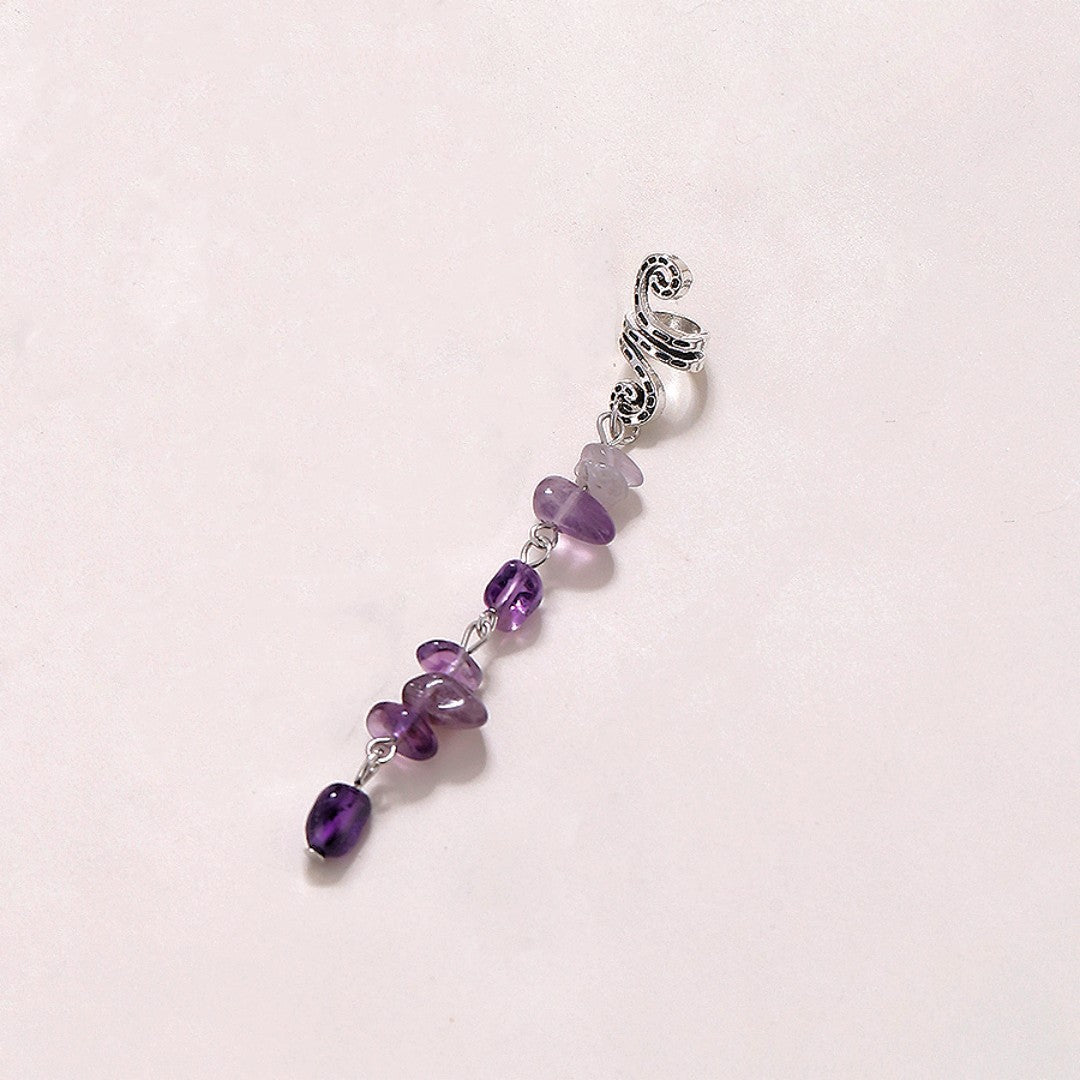 Braided Hair Rope with Stone Pendant Hair Clip