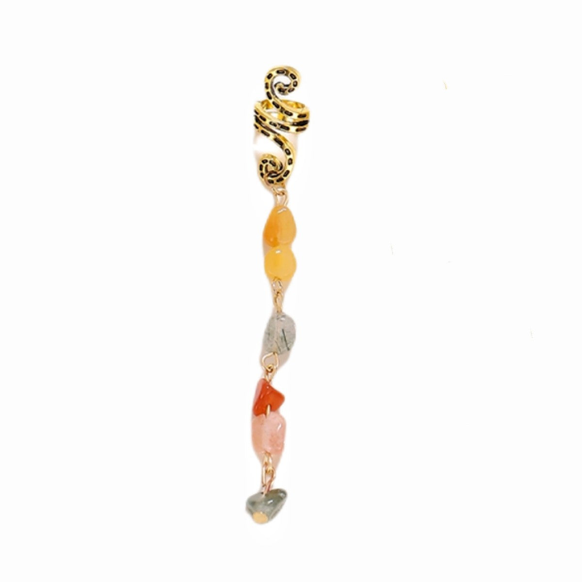 Braided Hair Rope with Stone Pendant Hair Clip