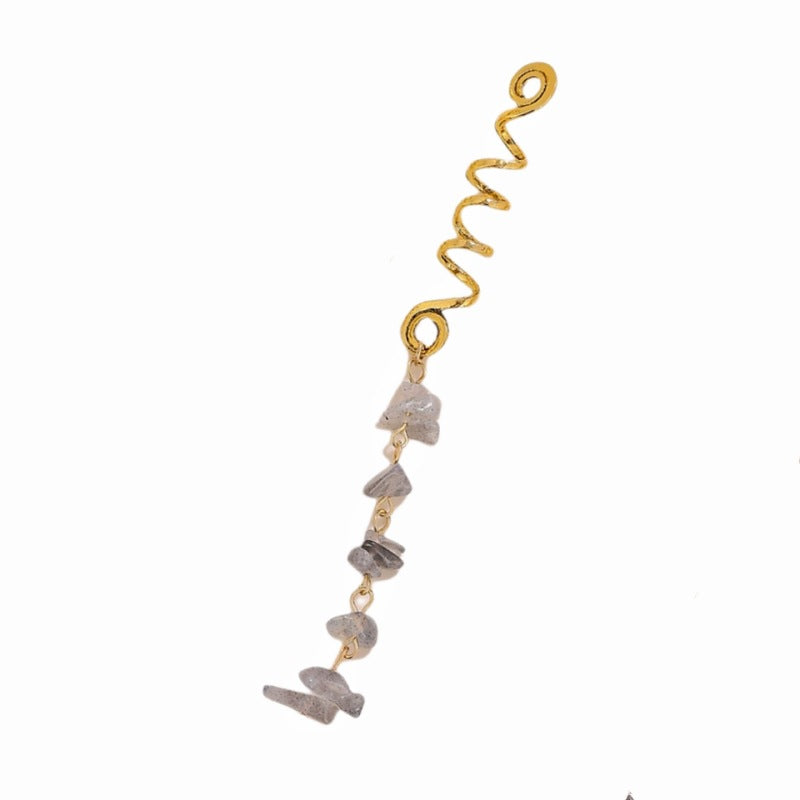 Braided Hair Rope with Stone Pendant Hair Clip