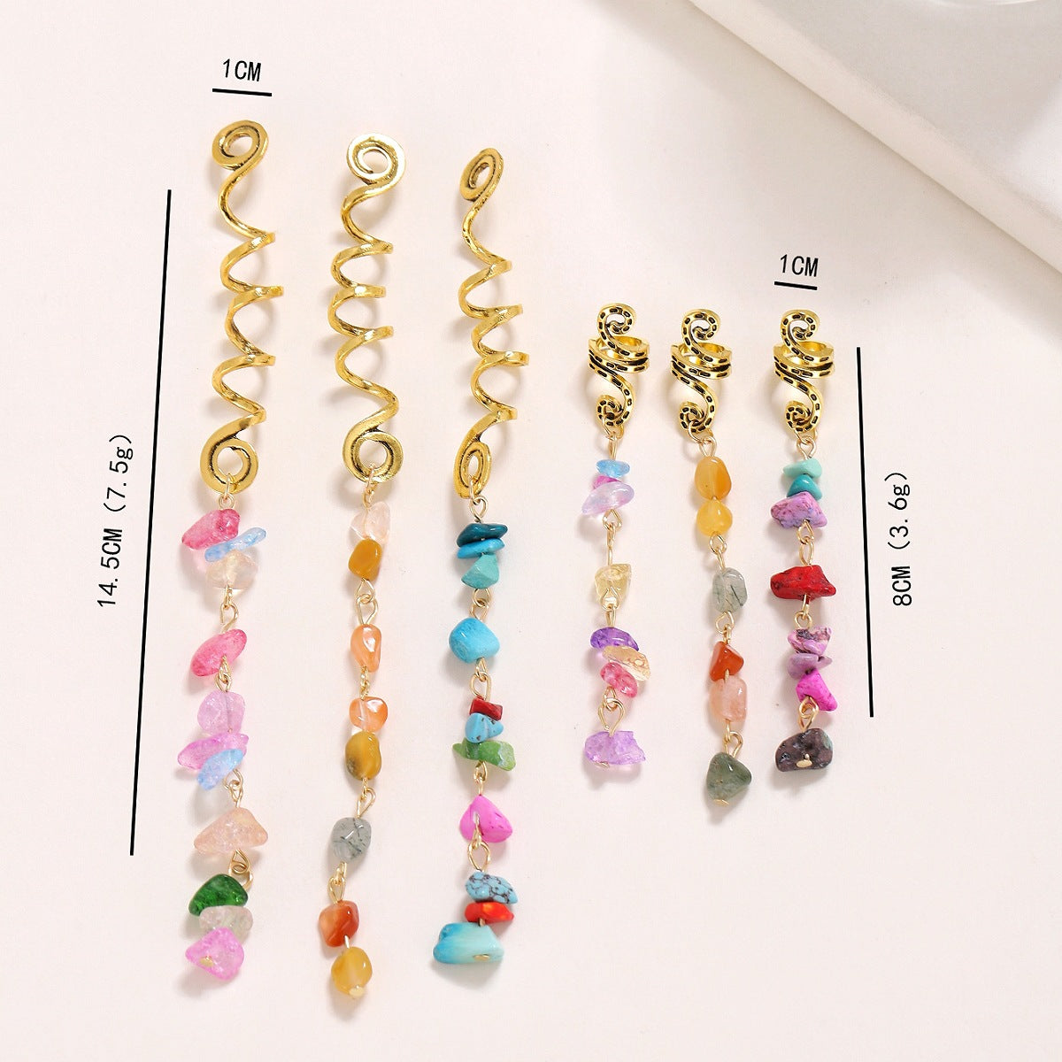 Braided Hair Rope with Stone Pendant Hair Clip