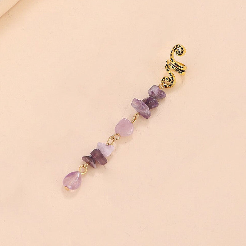 Braided Hair Rope with Stone Pendant Hair Clip