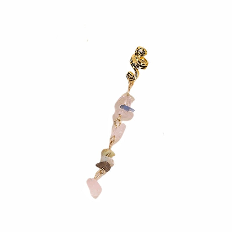 Braided Hair Rope with Stone Pendant Hair Clip