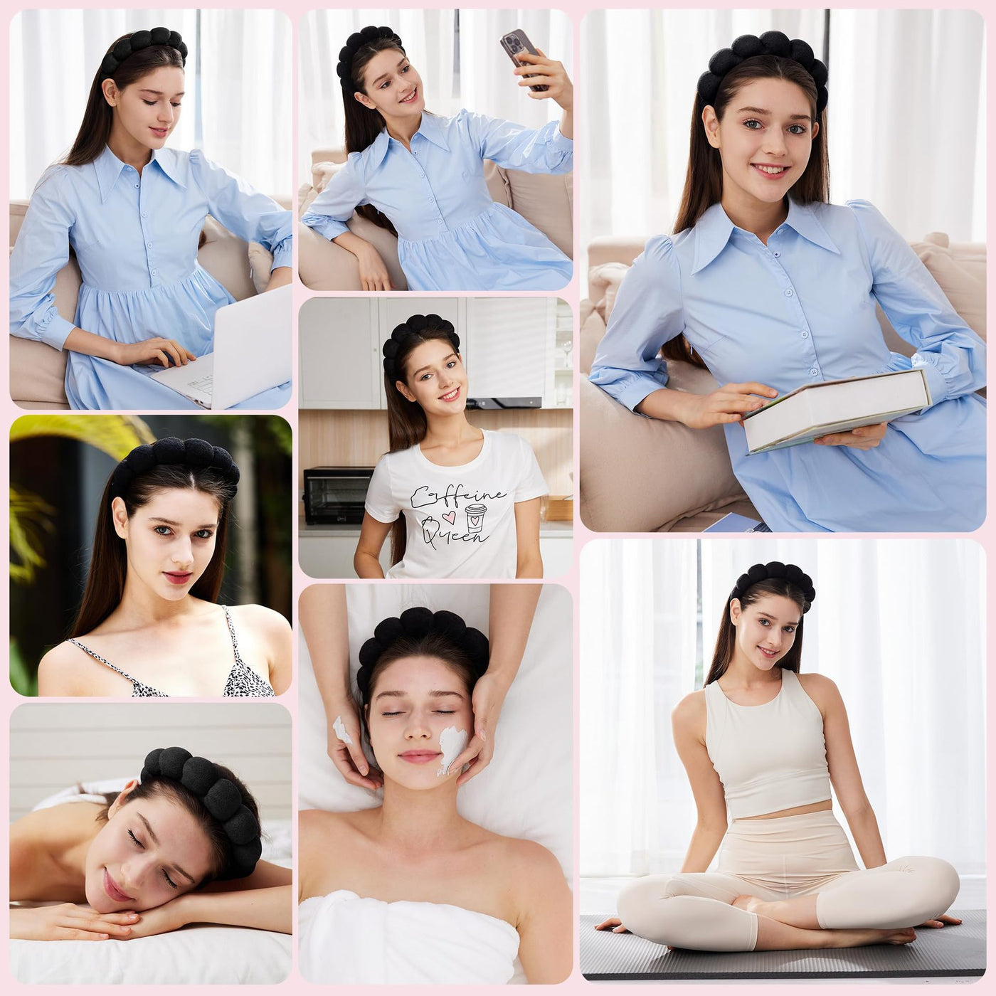 Women Headband and Wristband Set for Skincare