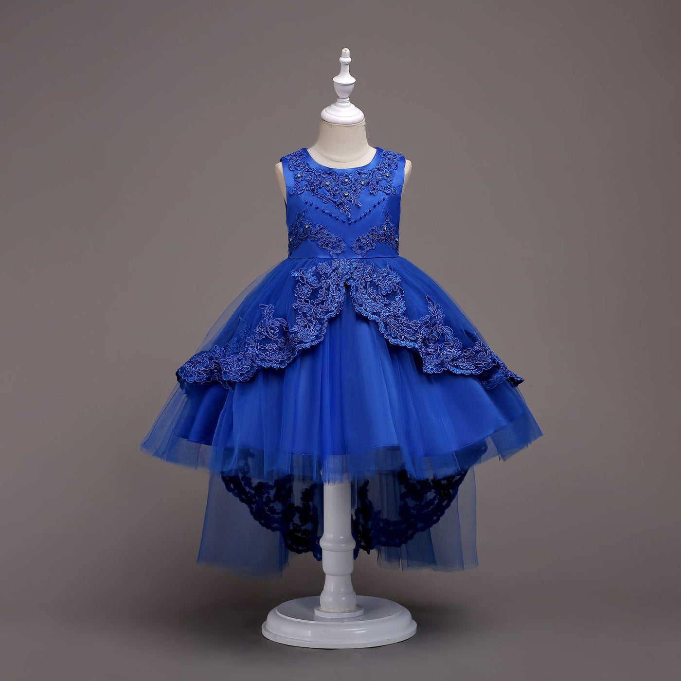 Childrens Evening Dress Lace Bow Diamond Sleeveless Performance Dress
