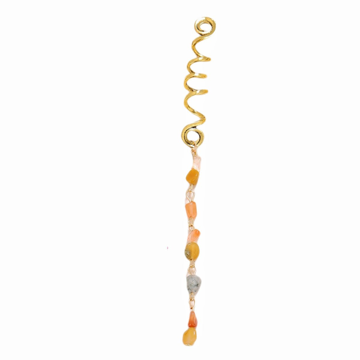 Braided Hair Rope with Stone Pendant Hair Clip