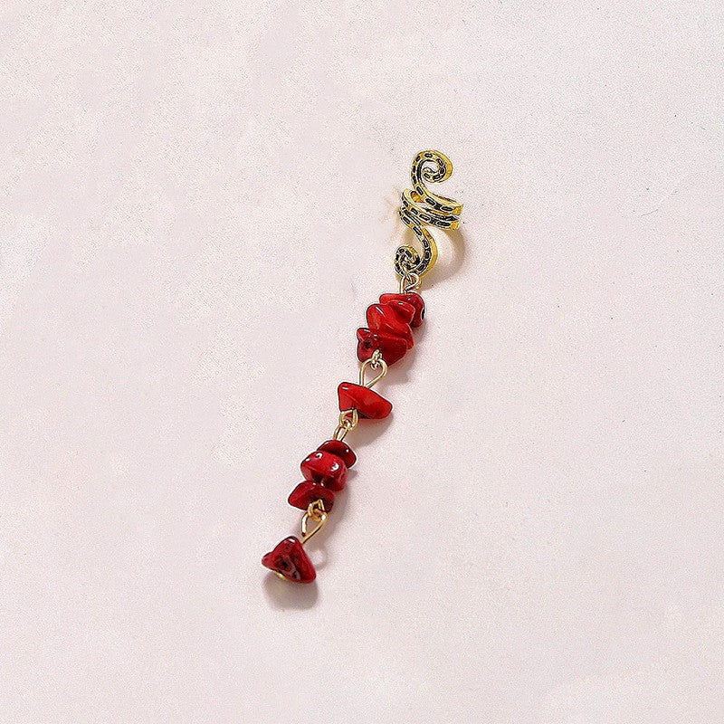 Braided Hair Rope with Stone Pendant Hair Clip