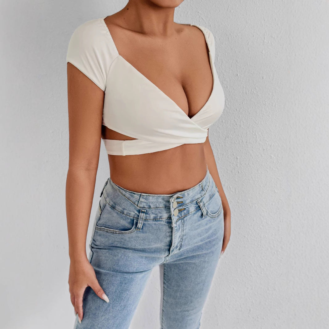 Womens Short Sleeve Cropped Top