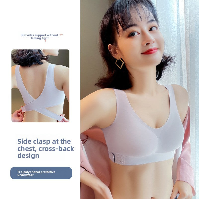 Front Closure Cross Back Support Sports Bra