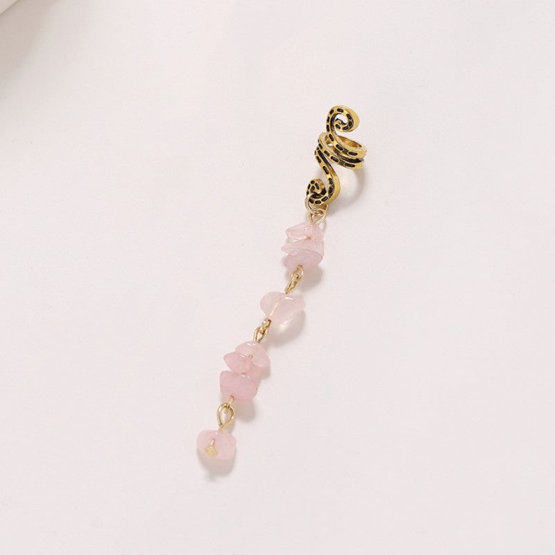 Braided Hair Rope with Stone Pendant Hair Clip