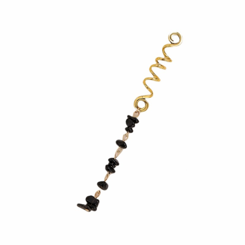Braided Hair Rope with Stone Pendant Hair Clip