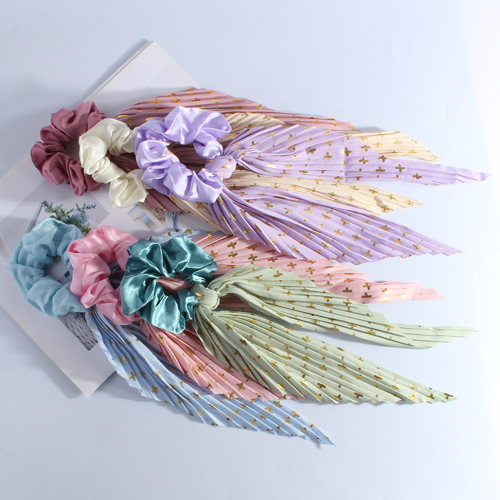 Handmade Creased Bow Hair Tie