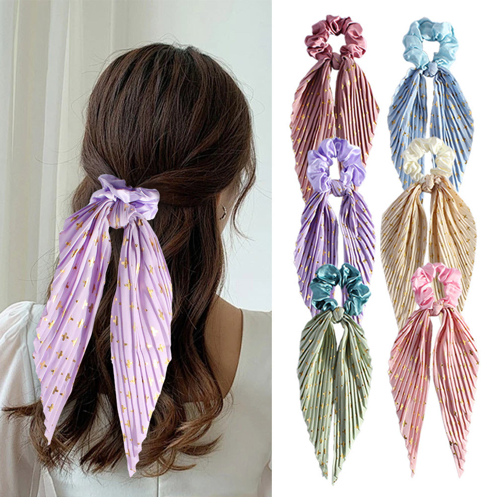 Handmade Creased Bow Hair Tie