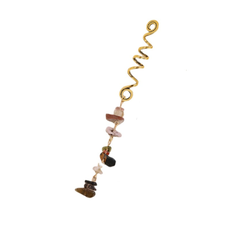 Braided Hair Rope with Stone Pendant Hair Clip