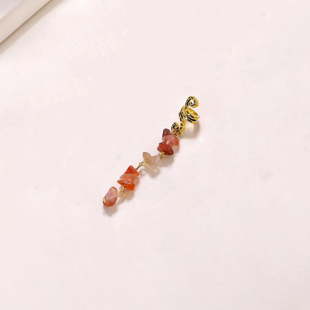 Braided Hair Rope with Stone Pendant Hair Clip