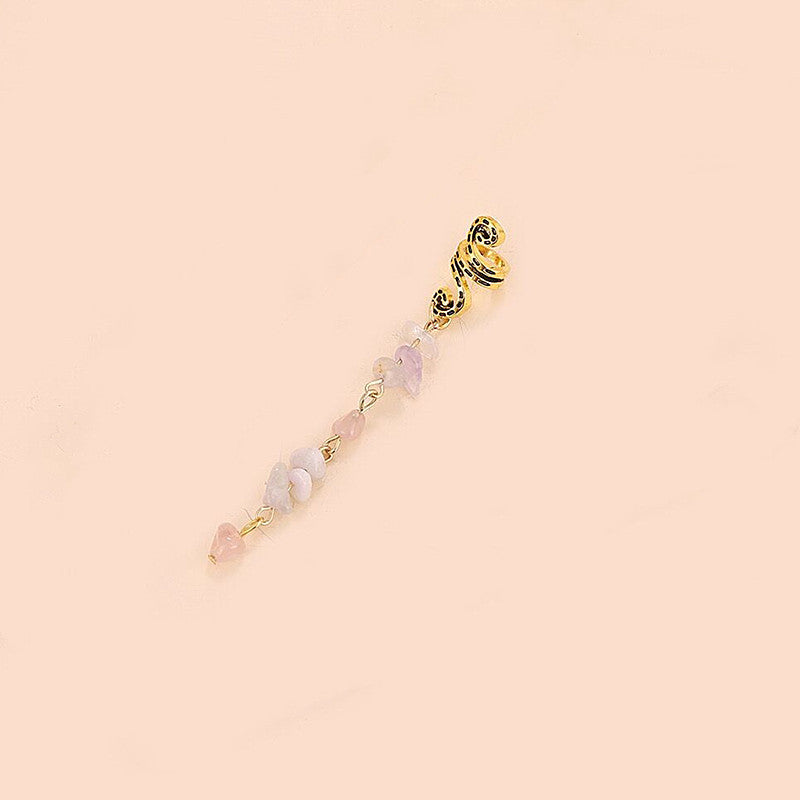 Braided Hair Rope with Stone Pendant Hair Clip