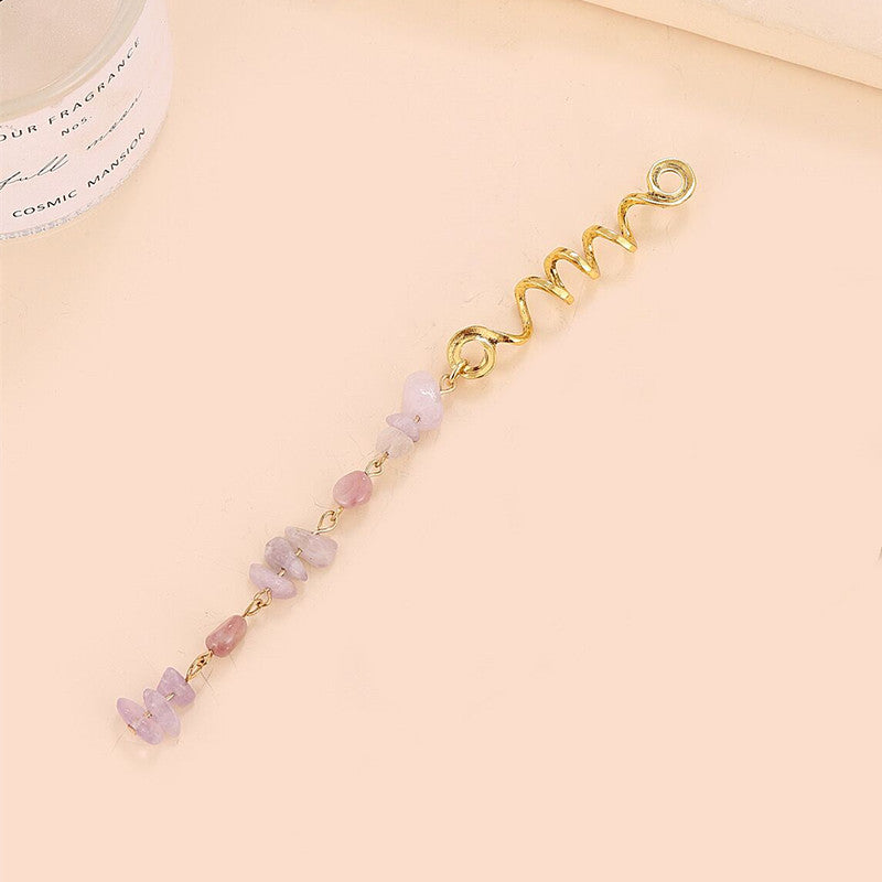 Braided Hair Rope with Stone Pendant Hair Clip