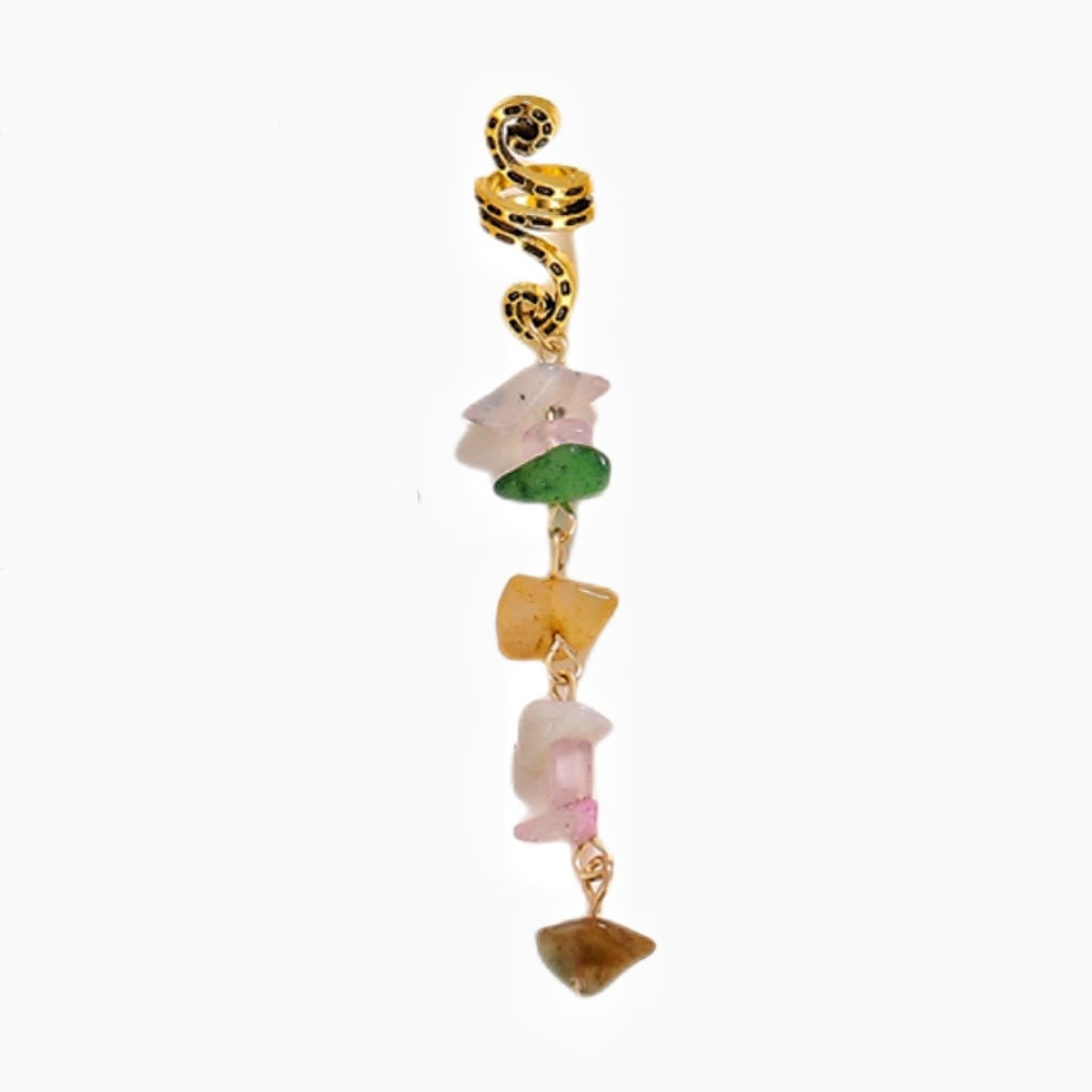 Braided Hair Rope with Stone Pendant Hair Clip