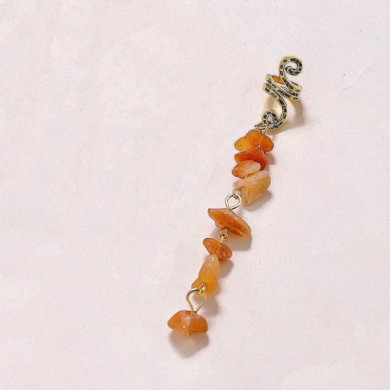 Braided Hair Rope with Stone Pendant Hair Clip