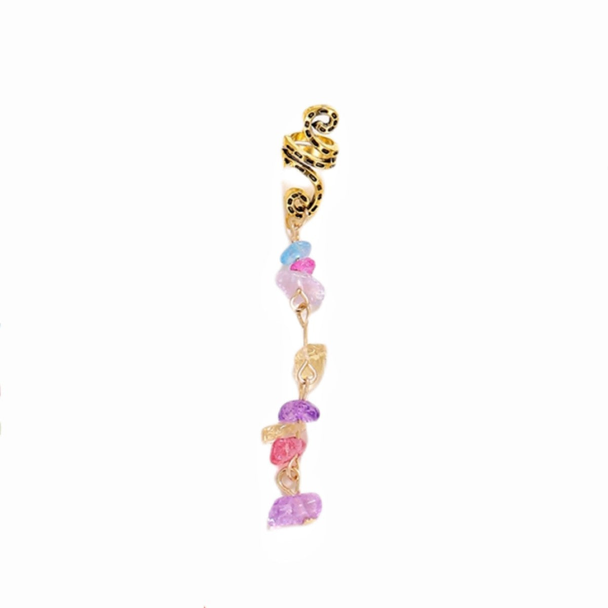 Braided Hair Rope with Stone Pendant Hair Clip