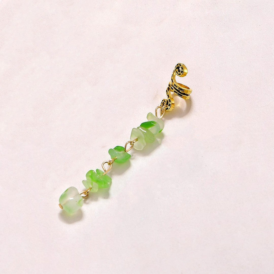 Braided Hair Rope with Stone Pendant Hair Clip