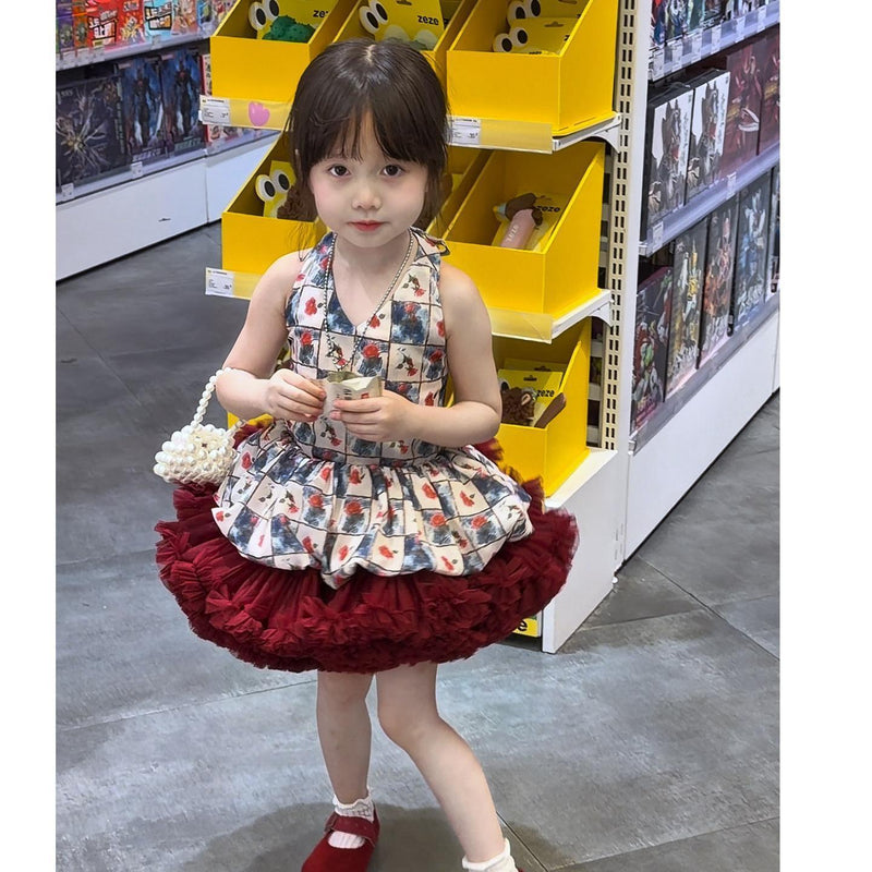 Red midi skirt for baby girls