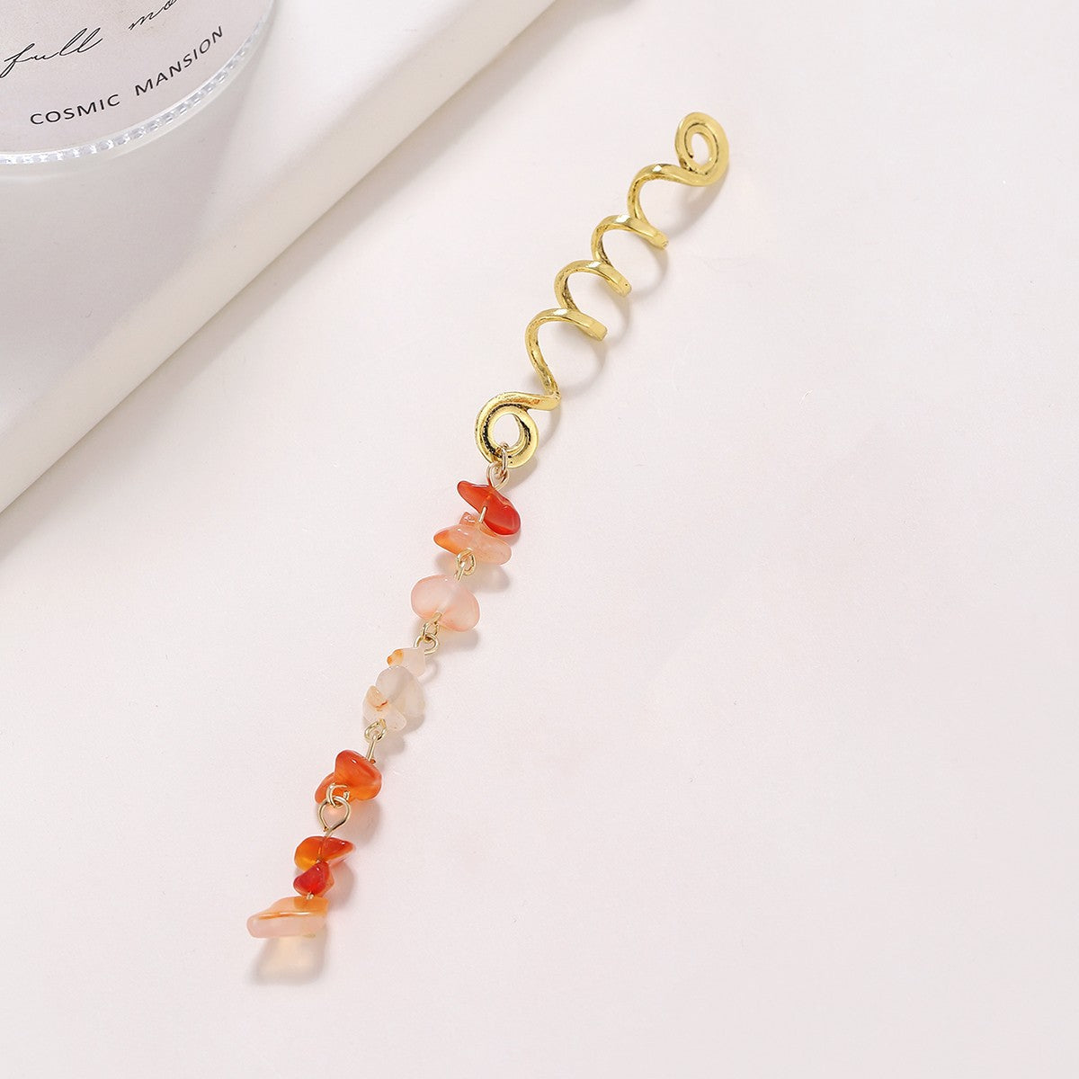 Braided Hair Rope with Stone Pendant Hair Clip