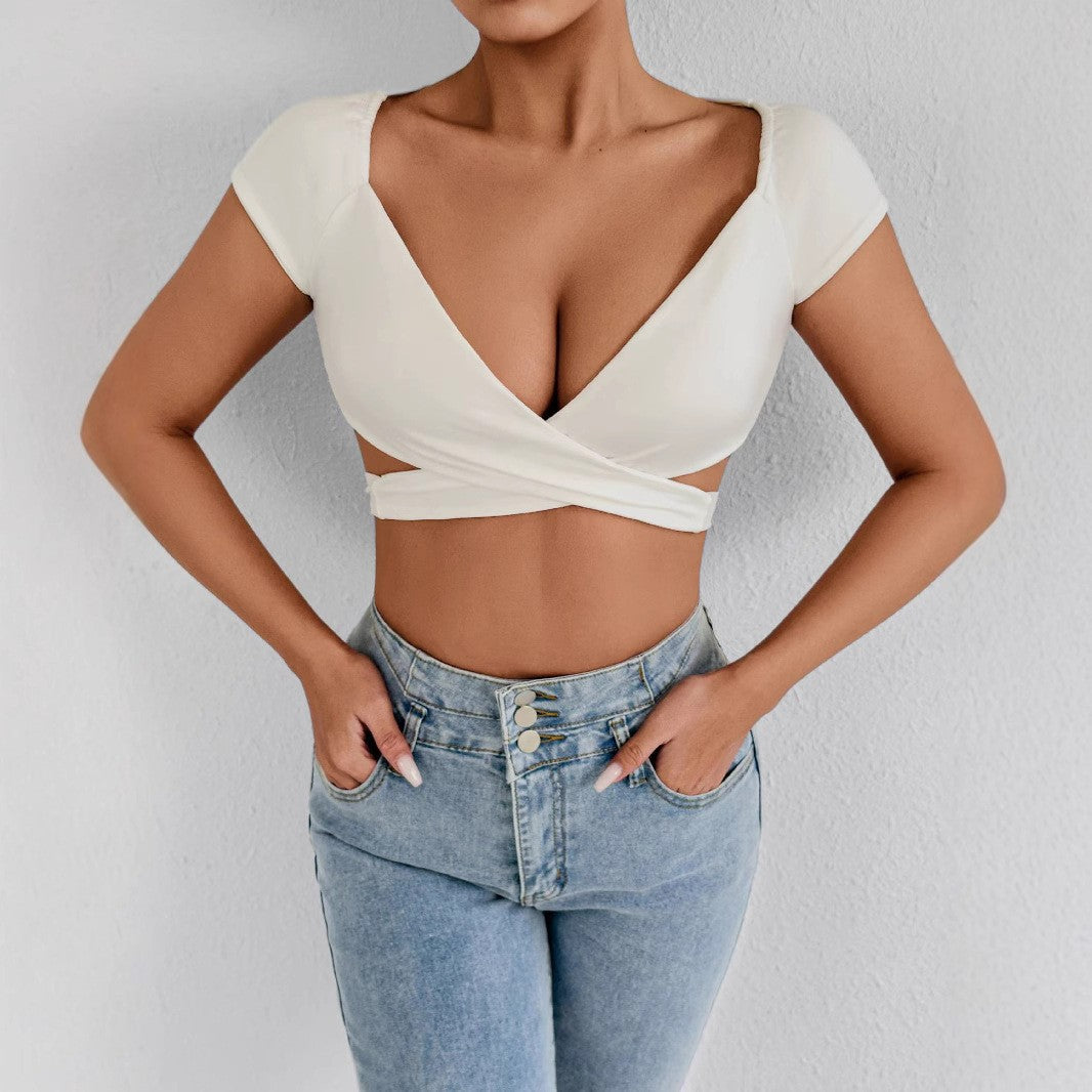 Womens Short Sleeve Cropped Top