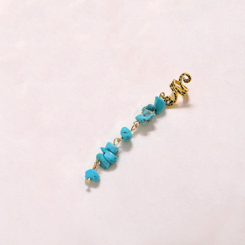 Braided Hair Rope with Stone Pendant Hair Clip