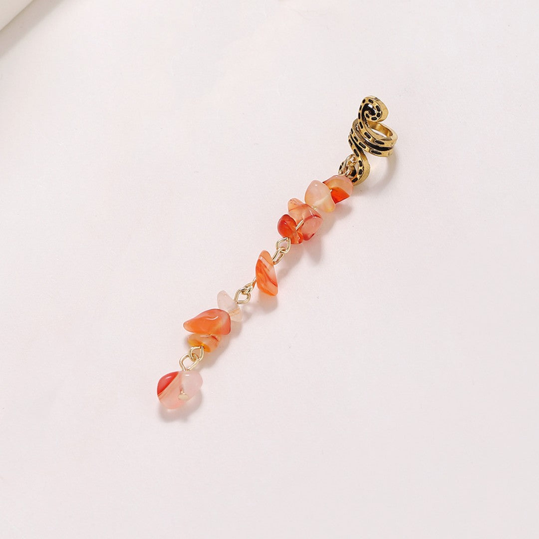 Braided Hair Rope with Stone Pendant Hair Clip